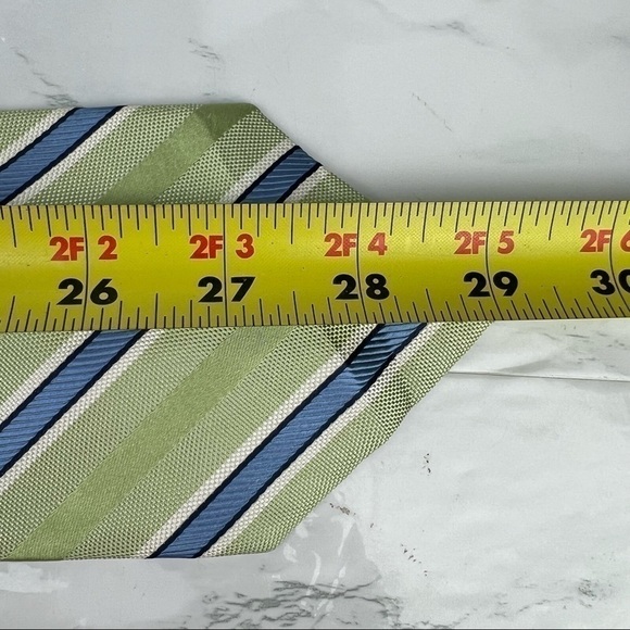 NAUTICA - 100% Silk Men's Neck Tie - Made in China - Green Blue Stripe 58 x 3.5 - Picture 8 of 8